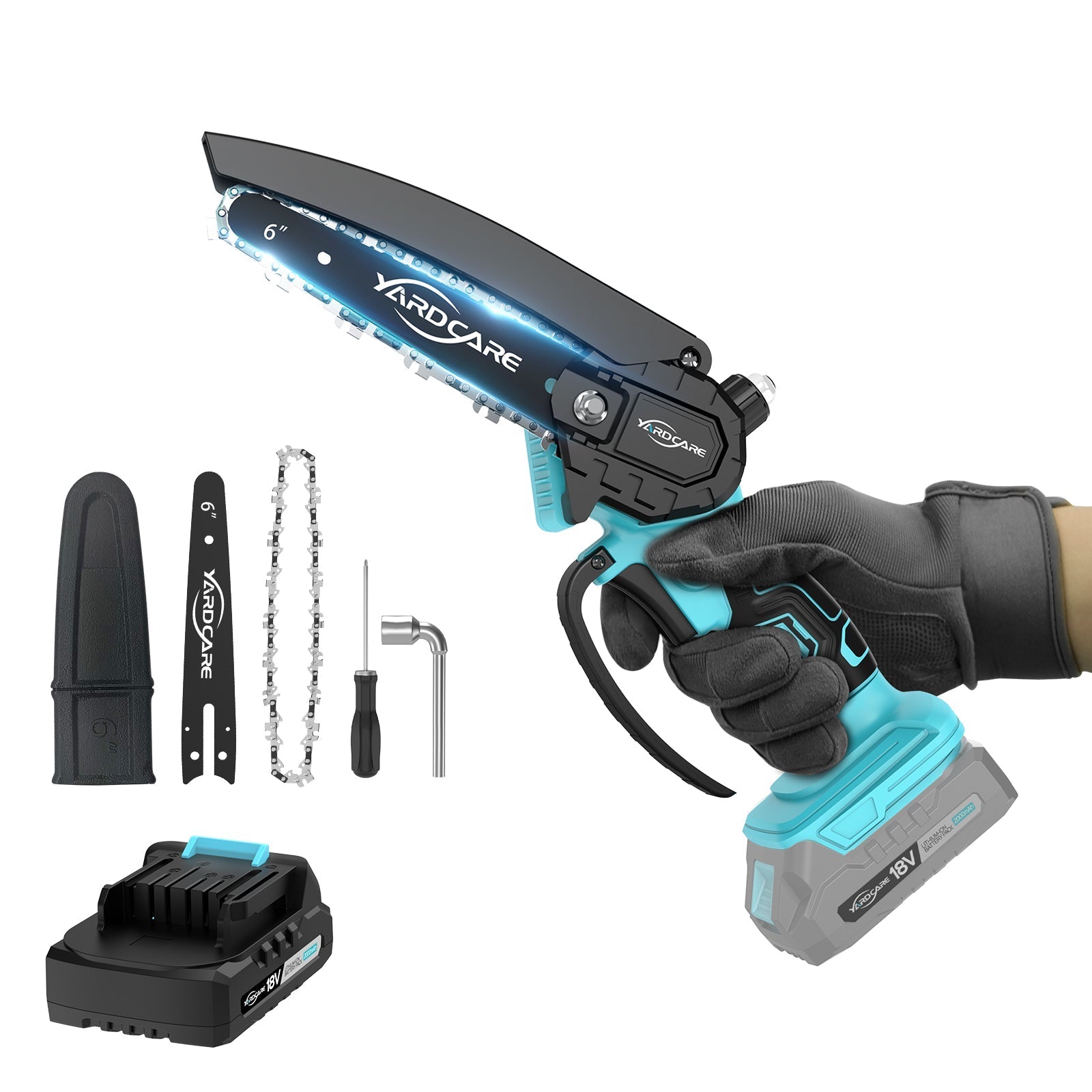 YARDCARE 6" bürstenlose Akku-Kettensäge