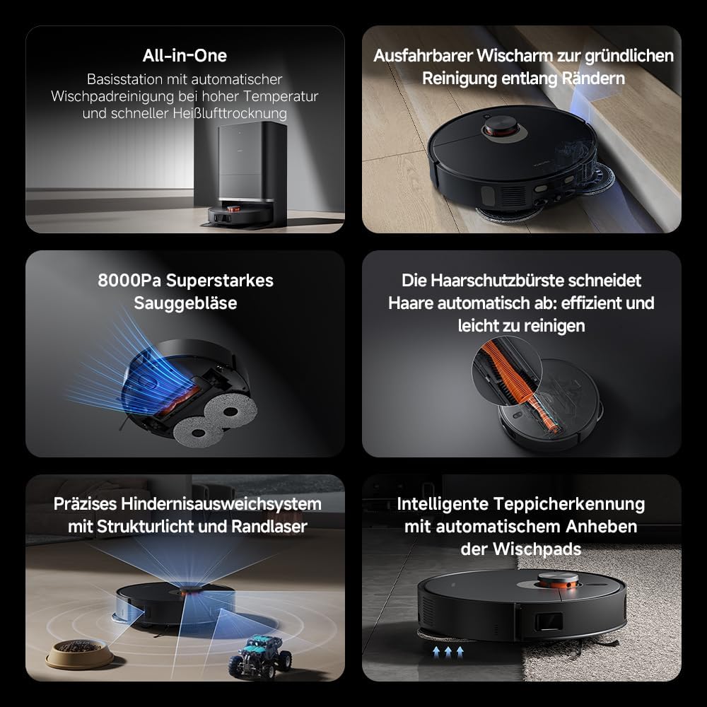 Xiaomi X20 Max, 8,000Pa, Dual Mop, Heißwasser, 75 Tage Staub, 5200mAh
