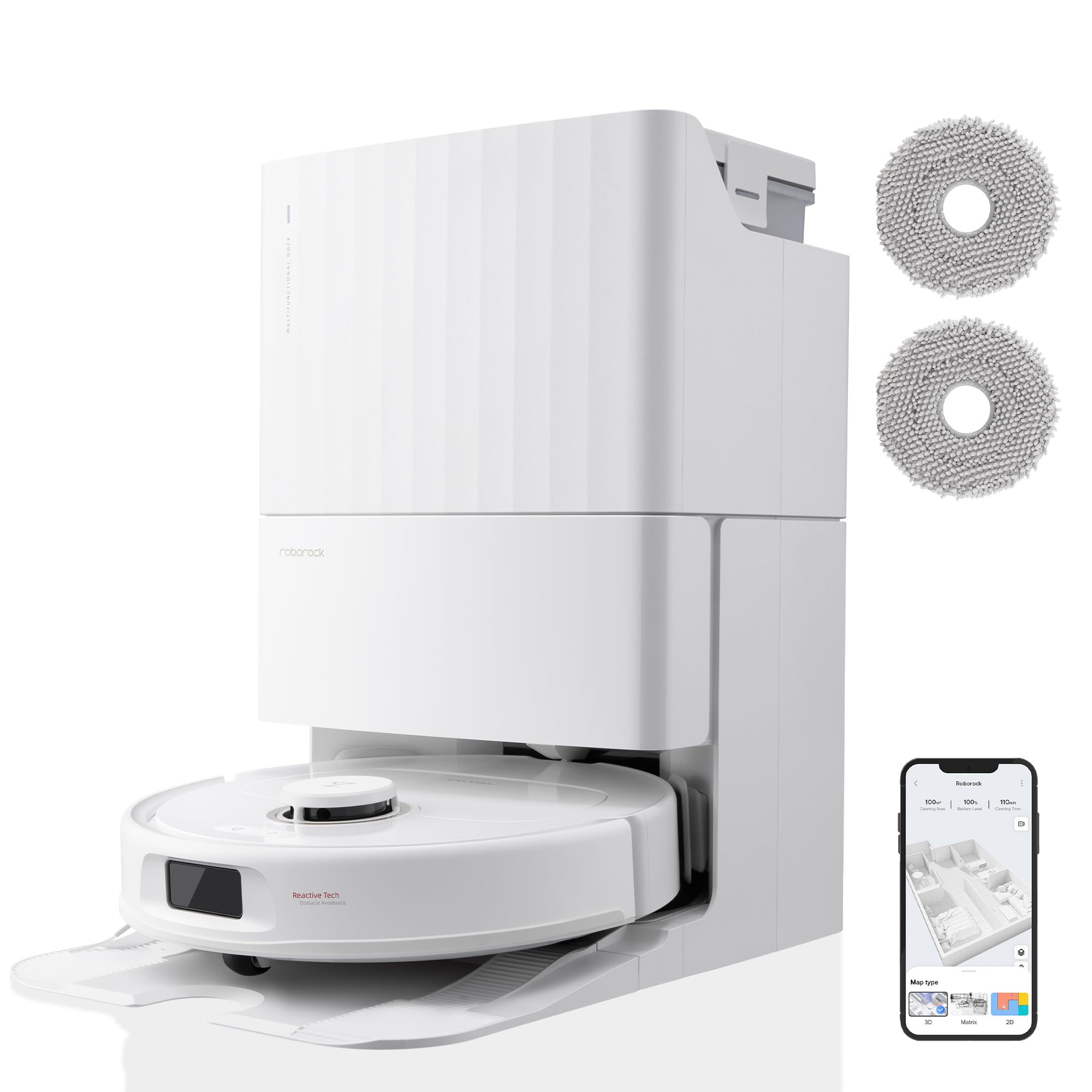 roborock Qrevo Pro Set Saugroboter mit Wischfunktion&Hebarem Wischmopp, 7000Pa, FlexiArm Design™ Kantenreinigung, 60 °C Heißwasser-Moppwäsche, zusätzlich 2 Wischmops, Roboterstaubsauger-Set(Schwarz)