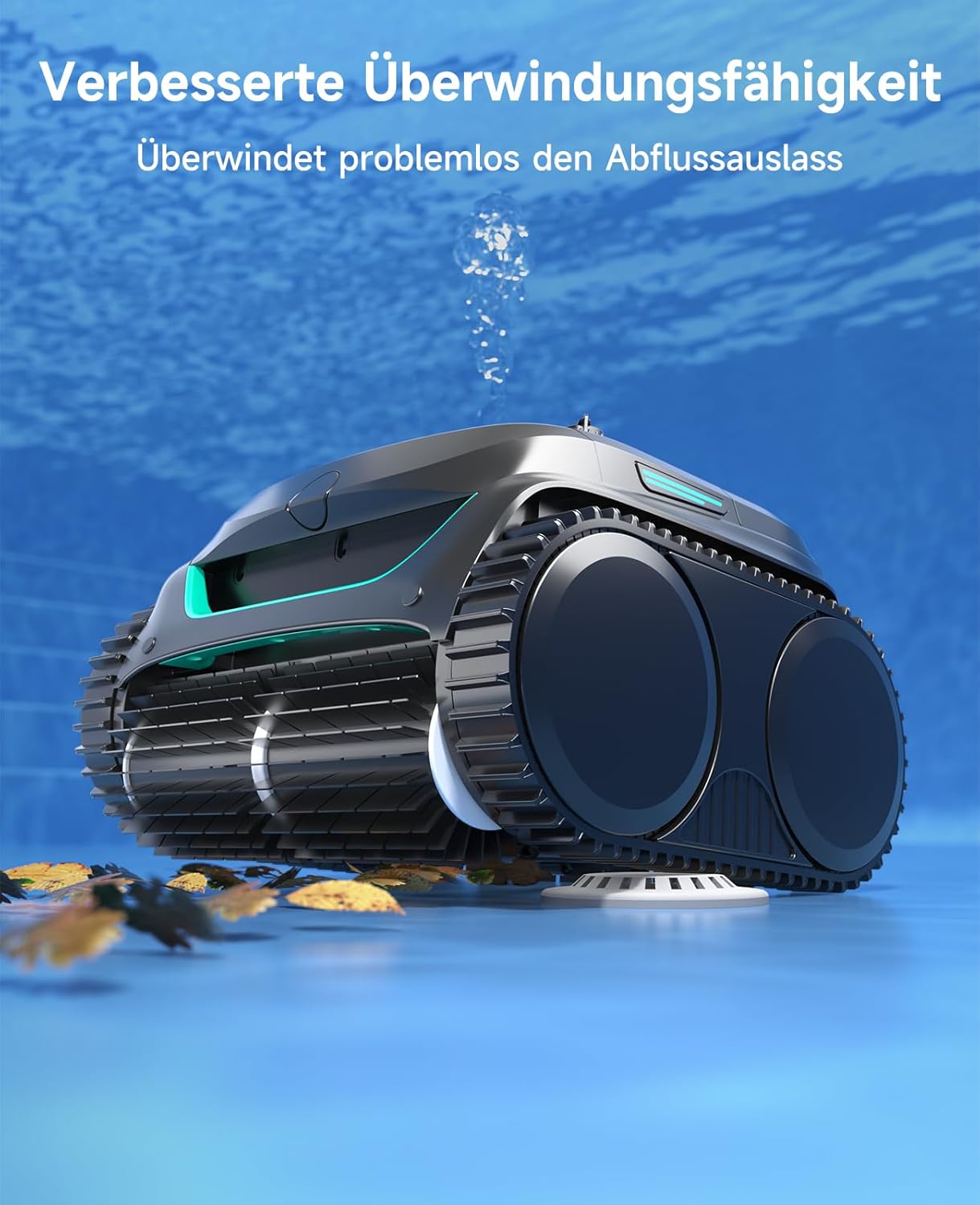WYBOT C2 Poolroboter Akku, Boden & Wand, bis 150㎡, Doppelfilter, 3 Motoren, Wandkletter, 183 Min, App, Schwarz-Grün B