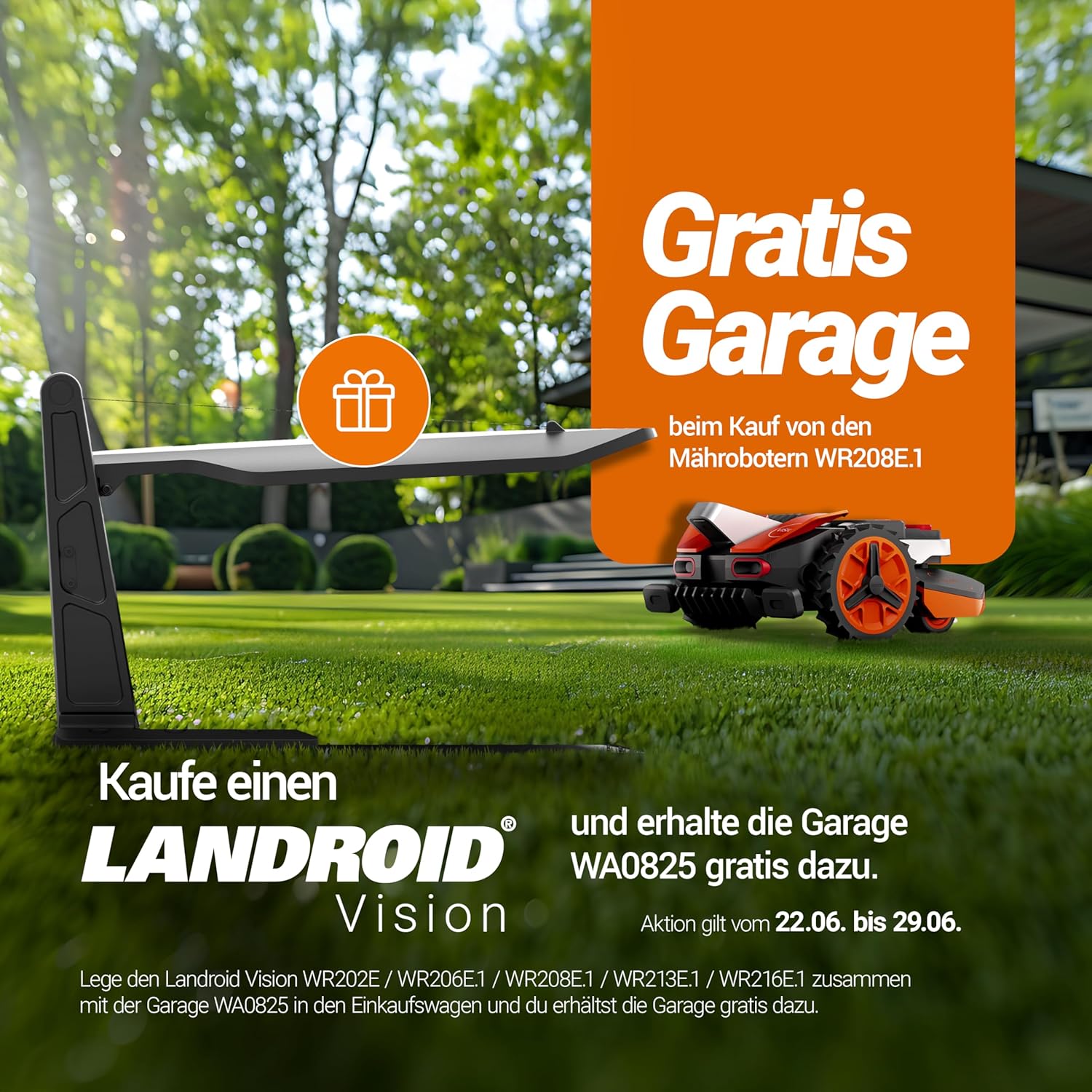 WORX Vision M800 Mähroboter 800 m² ohne Kabel, KI & Igelschutz