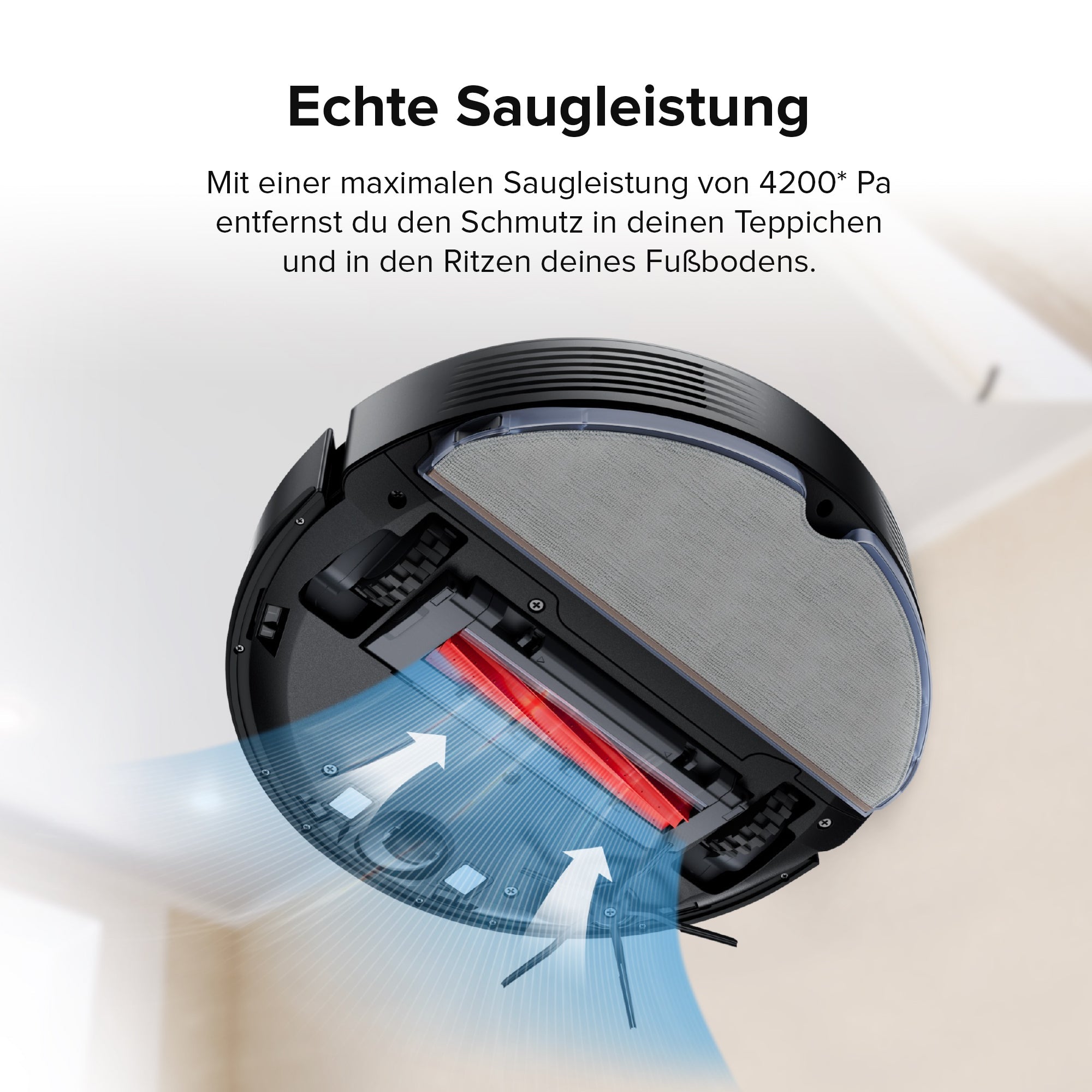 Roborock Q7 Max Saugroboter und Wischmopp mit 4200 Pa Saugleistung.