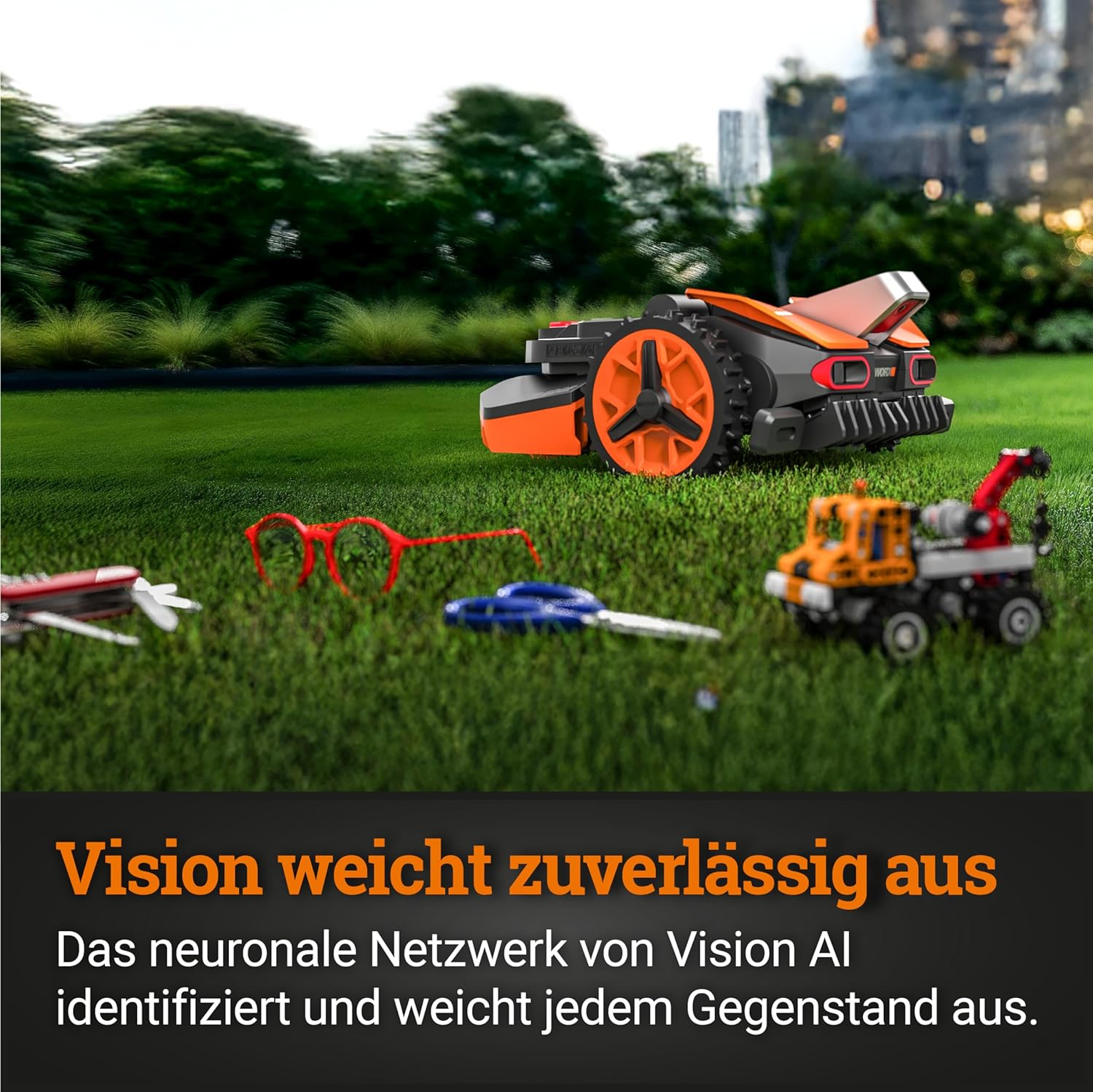 WORX Vision S250 Mähroboter 250 m² ohne Kabel, KI & Igelschutz