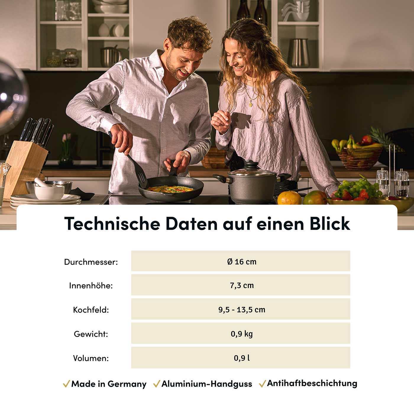 Stieltopf I Stielkasserolle Ø 16 cm I Deckel optional