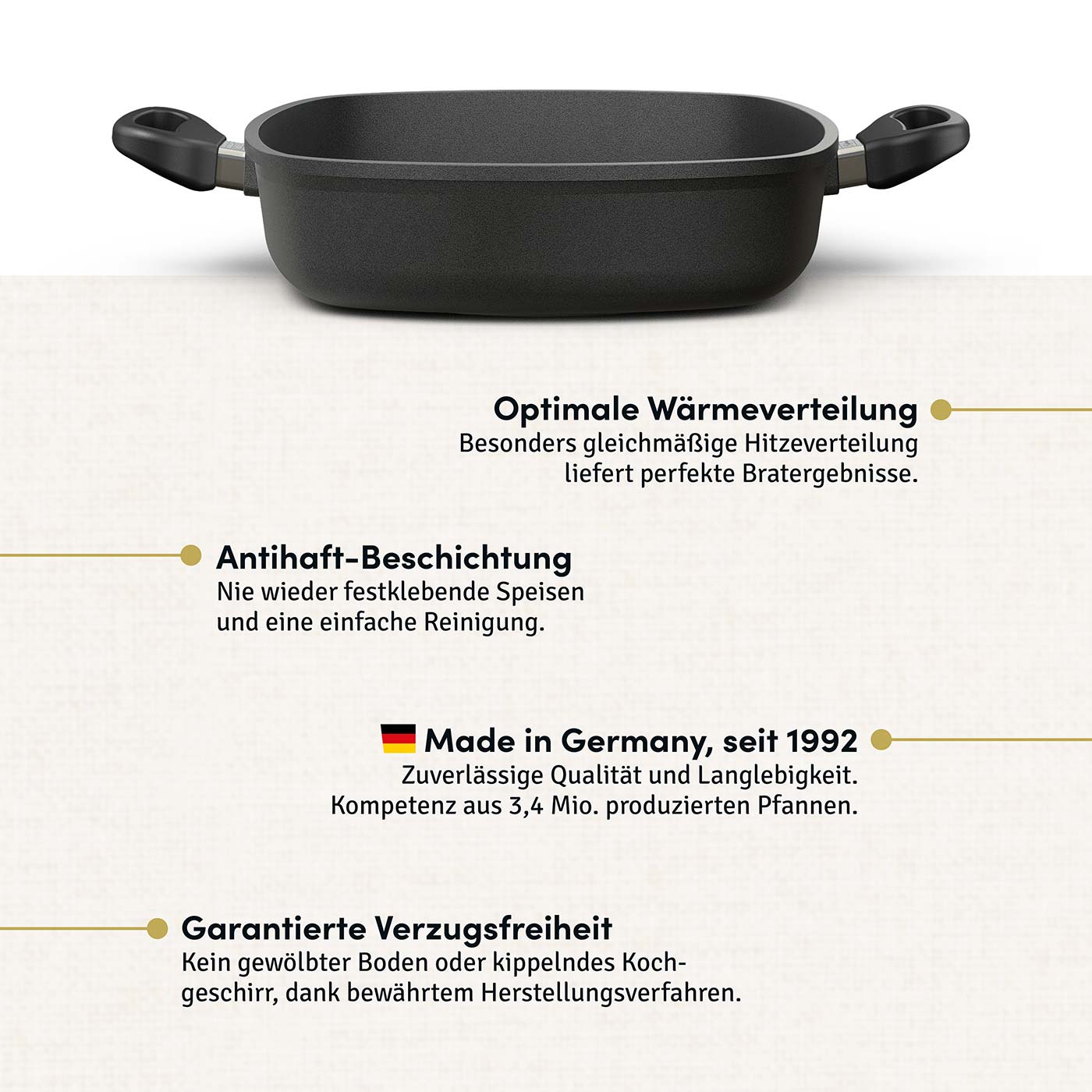 Schmorpfanne eckig 28x28 cm I Deckel optional